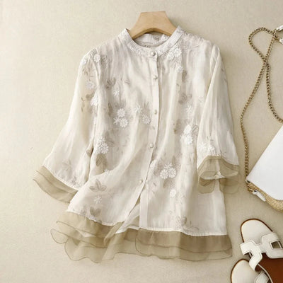 Camille | Elegante Bluse aus bestickter Baumwolle
