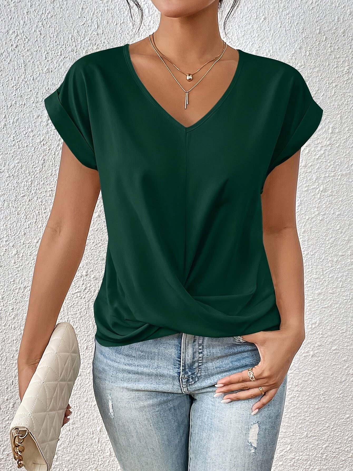 Cleo | Lässiges T-Shirt mit Sweetheart-Ausschnitt