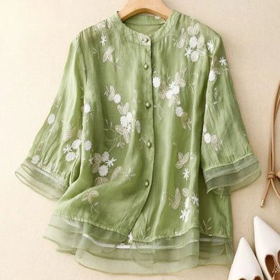 Camille | Elegante Bluse aus bestickter Baumwolle