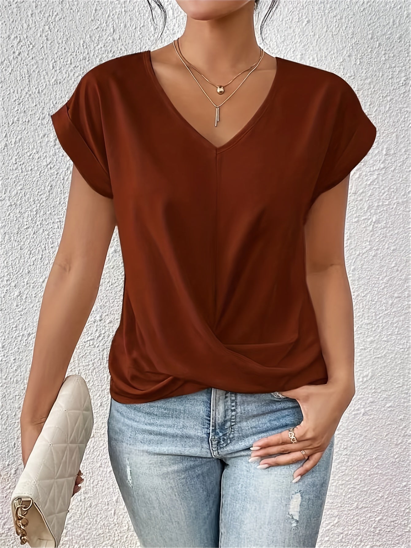 Cleo | Lässiges T-Shirt mit Sweetheart-Ausschnitt