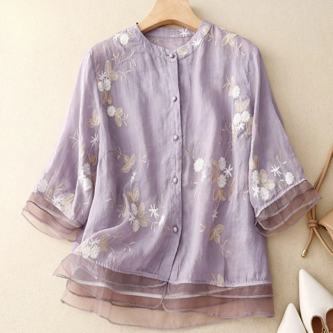 Camille | Elegante Bluse aus bestickter Baumwolle