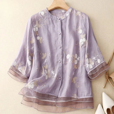 Camille | Elegante Bluse aus bestickter Baumwolle
