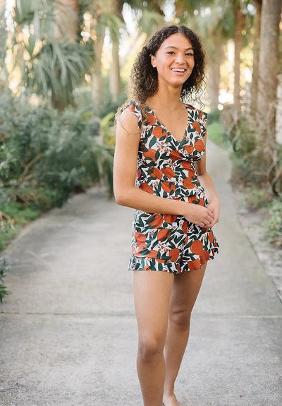 Nicole | Einteiliger Badeanzug mit Eingebautem BH und Boxer-Print