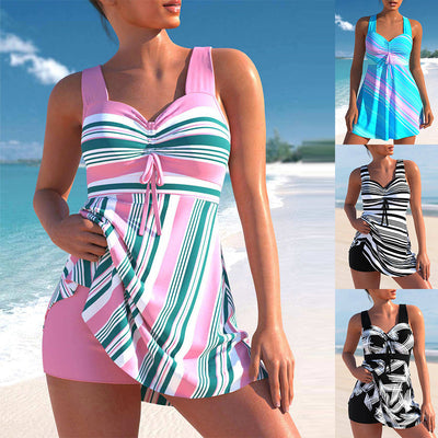 Lily | 2-teiliges Hochgeschnittenes Bikini mit Streifenmuster